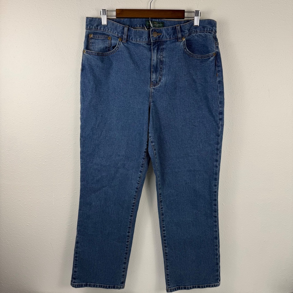 Lauren Ralph Lauren Jeans Co Blue Straight Leg Stretch Denim Pants Womens 14 - Picture 2 of 10